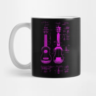 Neon Pink Ukulele Da Vinci Blueprint Mug
